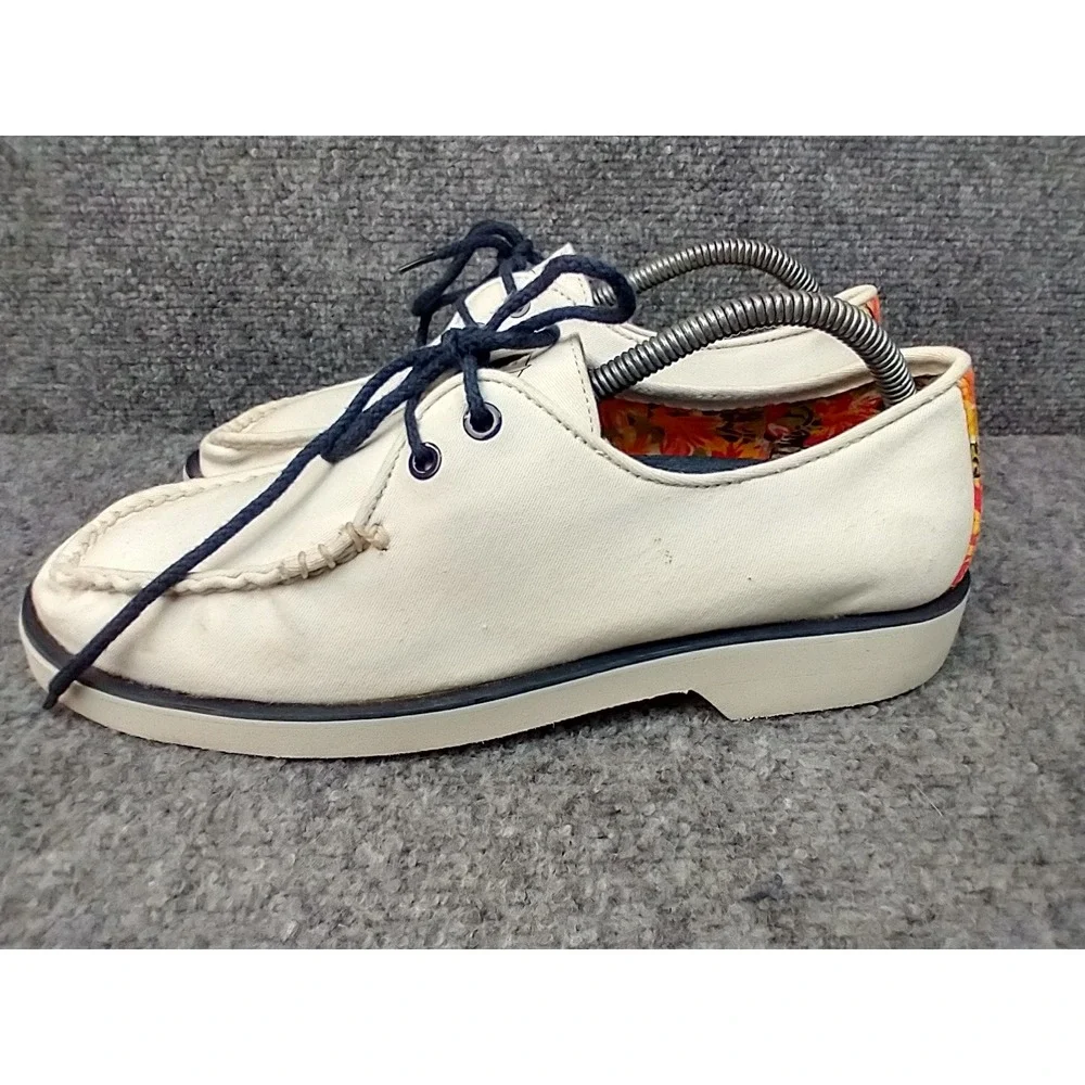 Sperry Top-Sider‎ Mens 9 white Canvas Boat Shoes Floral Heel 1290154Y CH-08